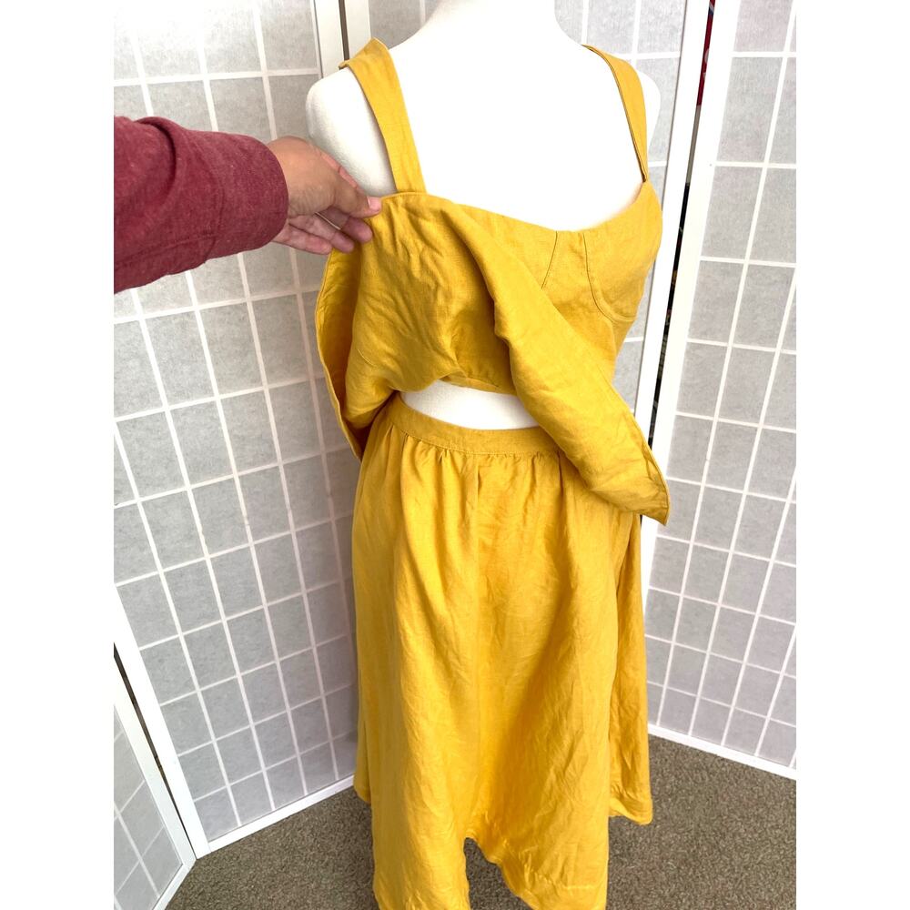 Reformation 100% Linen Two Piece Set Goldenrod Yellow Sz 10 Coquette Cottagecore - Picture 7 of 11